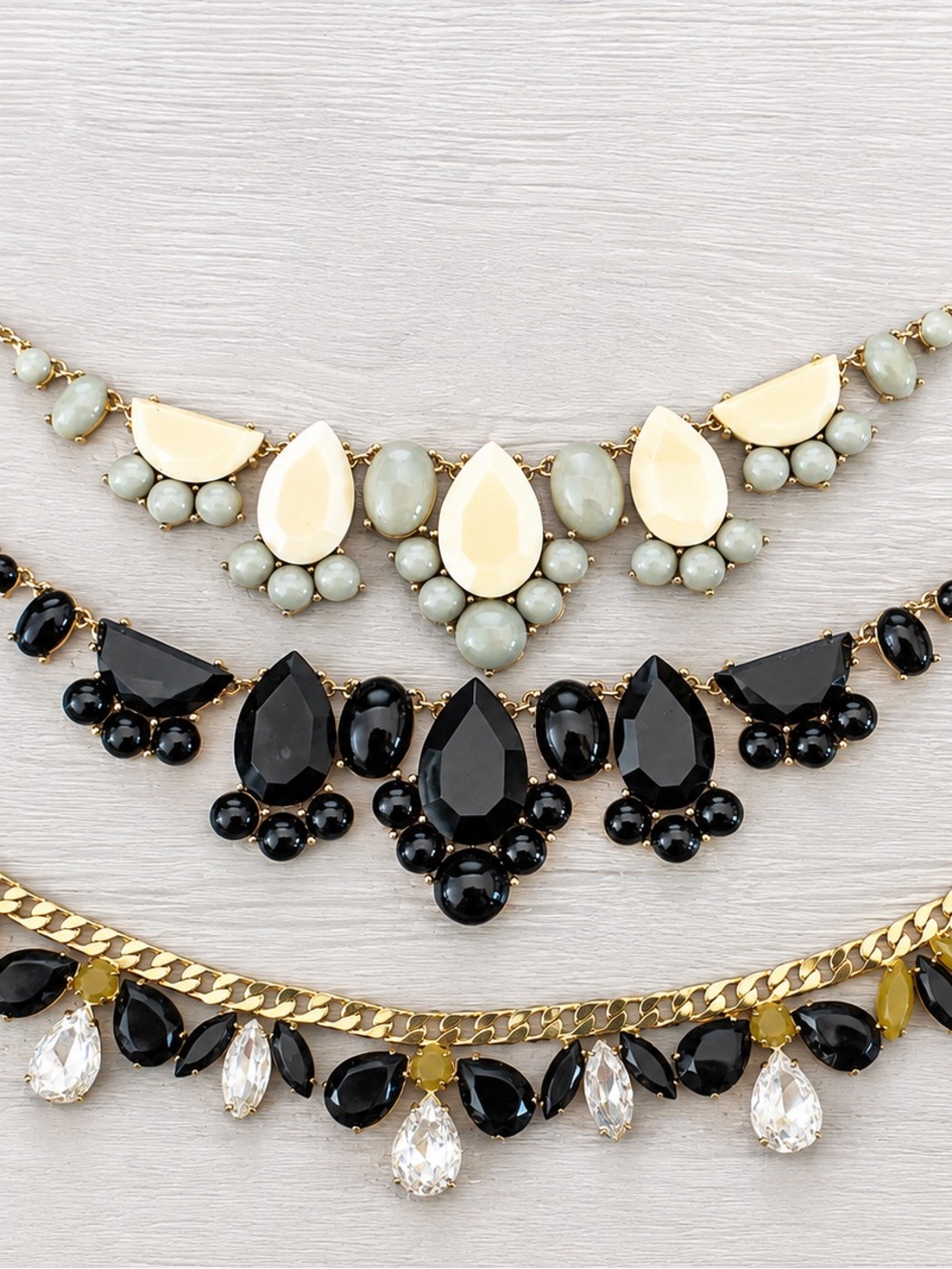 kate spade Black, Cream & Pale Gray Layered Teardrop Necklace Set
